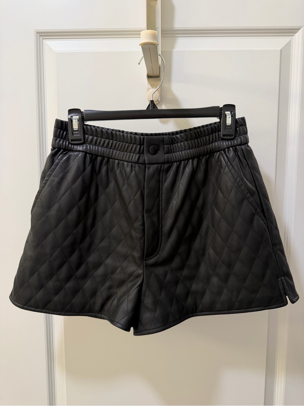 Zara black Quilted Faux Leather Women's Shorts